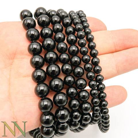 Natural Black Onyx Beads 4mm 6mm 8mm 10mm 12mm Round Natural Black Onyx Gemstones Loose Beads for Bracelets Necklace Jewelry Making