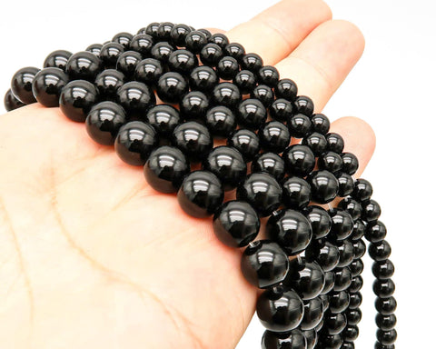 Natural Black Onyx Beads 4mm 6mm 8mm 10mm 12mm Round Natural Black Onyx Gemstones Loose Beads for Bracelets Necklace Jewelry Making