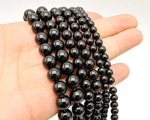 Natural Black Onyx Beads 4mm 6mm 8mm 10mm 12mm Round Natural Black Onyx Gemstones Loose Beads for Bracelets Necklace Jewelry Making