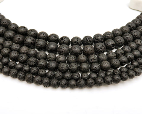 Natural Black Lava Beads 6mm 8mm 10mm Genuine Volcanic Rock Gemstone Round Stone Loose Beads for Bracelets Neckalce Jewelry Making