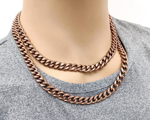 8mm Cuban Necklaces for Men Women, Big Cuban Link Necklace, Stainless Steel Curb Chain Necklace Steel Gold Bronze Copper, Gift for Him Her