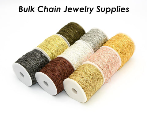 30 Feet- Bulk Chain for Jewelry Making, Cable Link Chain by Spool by Yard - Silver Bronze Copper Gunmetal 14K Gold Chain for Women Necklace