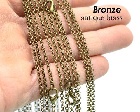 Antique Copper Chain Neckalced for Women, 18 24 30 inches Copper Necklace Bulk Wholesale, Closed Link Chain for Jewelry Making