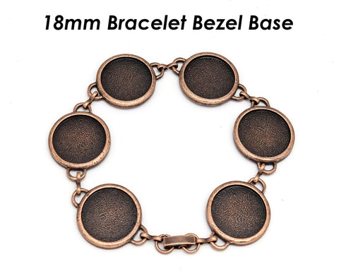 18mm Round Bezel Bracelet Blanks for Jewelry Making, 18mm Charm Bracelet Base Tray Setting for Cabochon Stone or Resin