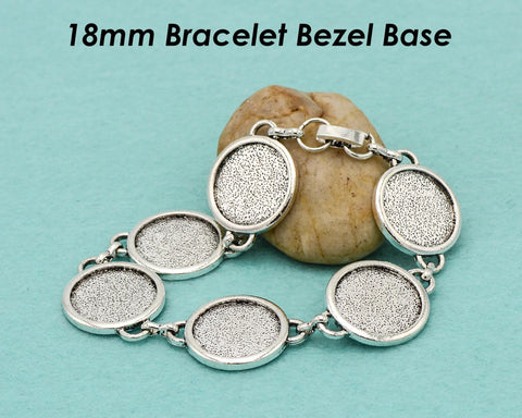 18mm Round Bezel Bracelet Blanks for Jewelry Making, Blank Bracelet Setting Tray, Round Bracelet Base for Cabochon or Resin