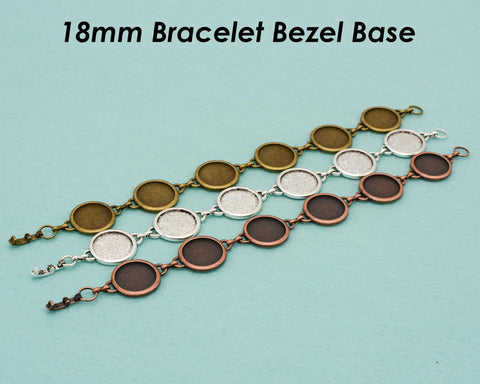 18mm Round Bezel Bracelet Blanks for Jewelry Making, Blank Bracelet Setting Tray, Round Bracelet Base for Cabochon or Resin