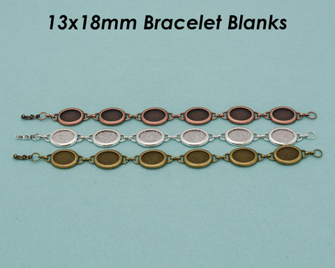 13x18mm Bracelet Blanks for Jewelry Making, 13x18mm Oval Bezel Bracelet Setting Tray, Blank Bracelet Tray Bracelet Base for Cabochon Resin