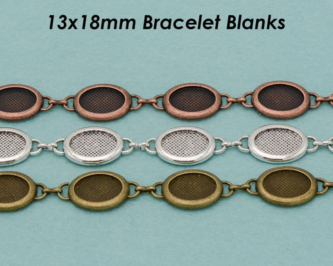 13x18mm Bracelet Blanks for Jewelry Making, 13x18mm Oval Bezel Bracelet Setting Tray, Blank Bracelet Tray Bracelet Base for Cabochon Resin