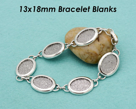 13x18mm Bracelet Blanks for Jewelry Making, 13x18mm Oval Bezel Bracelet Setting Tray, Blank Bracelet Tray Bracelet Base for Cabochon Resin