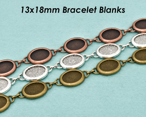 13x18mm Bracelet Blanks for Jewelry Making, 13x18mm Oval Bezel Bracelet Setting Tray, Blank Bracelet Tray Bracelet Base for Cabochon Resin