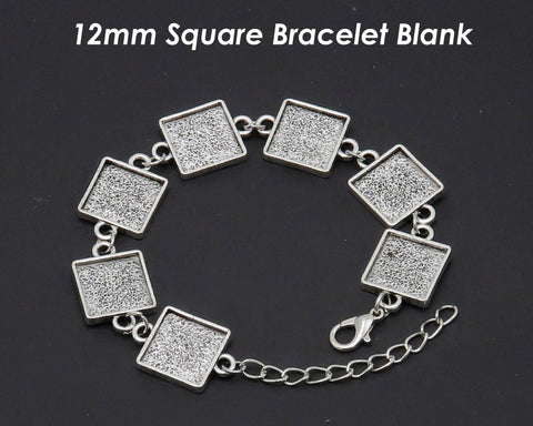 12mm Bracelet Blanks for Jewelry Making, Square Bezel Bracelet Setting, 12mm Bezel Bracelet Base, Blank Bracelet Tray for Cabochon Epoxy