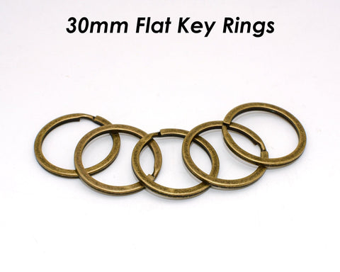 30mm Circle Key Rings Split Rings, Bulk Wholesale KeyRings, Keychain Supplies, Round Keyring for Key Chain - Silver Bronze Copper Gold