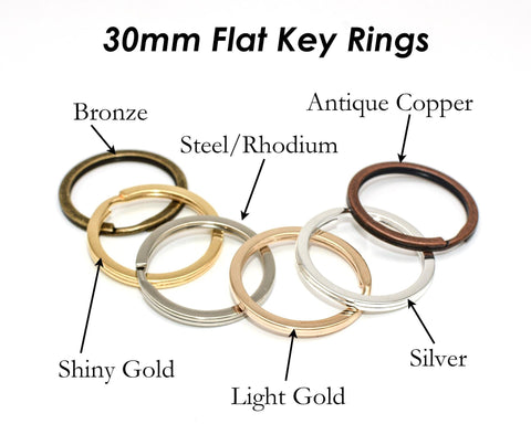 30mm Circle Key Rings Split Rings, Bulk Wholesale KeyRings, Keychain Supplies, Round Keyring for Key Chain - Silver Bronze Copper Gold