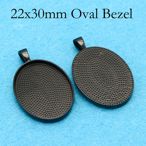 22x30mm Pendant Tray, Oval Bezel Pendant Setting, 22x30mm Cabochon Base, Oval Pendant Blanks Silver Bronze Copper Black for Jewelry Making