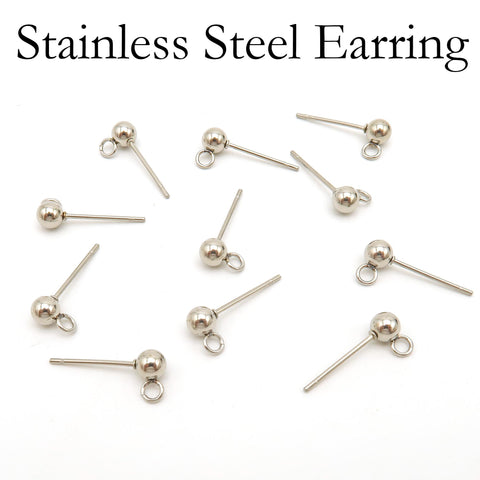 50 x Stainless Steel Ball Post Earrings, Silver Gold Stud Earring Post, Stud Earring Findings With Connectors, Ball Post Earring Supplies