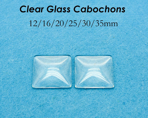 10/50 Pieces - Clear Glass Cabochons Oval Square Round 10 12 14 16 18 20 22 23 25 30 35 38mm Glass Pieces for Jewelry Making