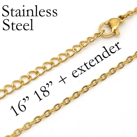 Stainless Steel Necklace with Extender, Silver Gold Stainless Steel Necklace for Women Men, 16 18 Inch Stainless Steel Chain Wholesale