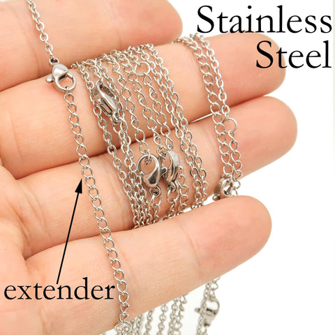 Stainless Steel Necklace with Extender, Silver Gold Stainless Steel Necklace for Women Men, 16 18 Inch Stainless Steel Chain Wholesale