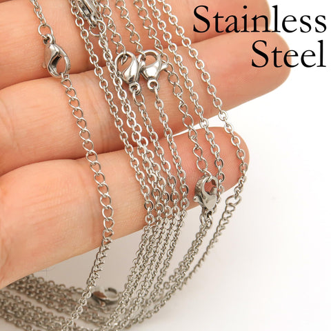 Stainless Steel Necklace with Extender, Silver Gold Stainless Steel Necklace for Women Men, 16 18 Inch Stainless Steel Chain Wholesale