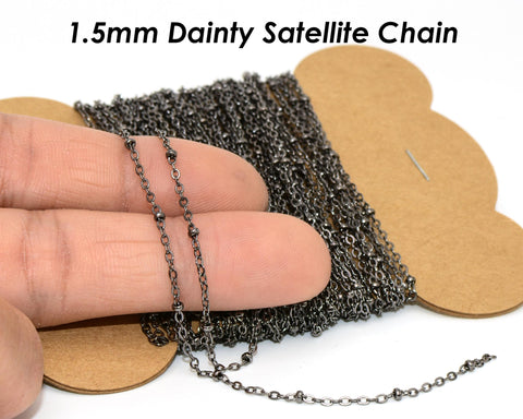 30 Feet - Copper Chain Bulk for Jewelry Making, Dark Copper Satellite Chain Bulk, Delicate Chain Bead Chain by the Foot Yard Spool Length