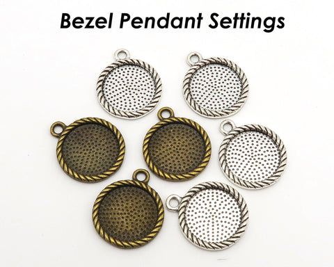 10x14mm 13x18mm Bezel Pendant Tray, Oval Bezel Setting for Cabochon Epoxy, Rope Edge Bezel Pendant Blanks For Jewelry Making