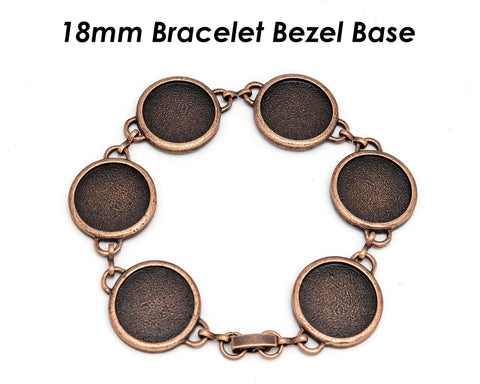 18mm Bezel Bracelet Blanks for Jewelry Making, 18mm Round Bracelet Setting Bracelet Base Trays for Cabochons Epoxy Resin