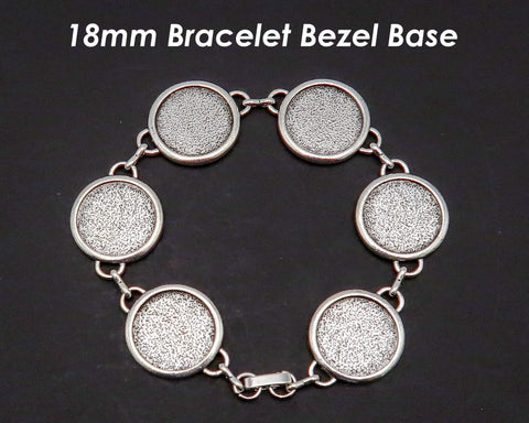 18mm Round Bezel Bracelet Blanks, Antique Silver Bronze Copper Bracelet Base Tray Setting for Cabochon Stone or Resin Jewelry Making