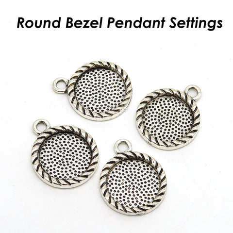 12mm 16mm 20mm Round Bezel Pendant Blanks, Pendant Setting for Jewelry Making, Round Pendant Tray Bezel Cup for Cabochon Resin Epoxy