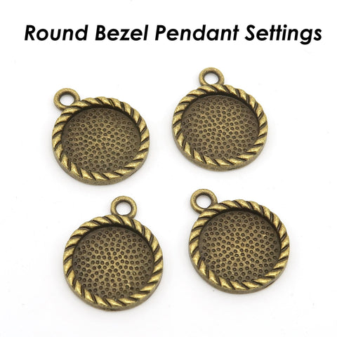 12mm 16mm 20mm Round Bezel Pendant Blanks, Pendant Setting for Jewelry Making, Round Pendant Tray Bezel Cup for Cabochon Resin Epoxy