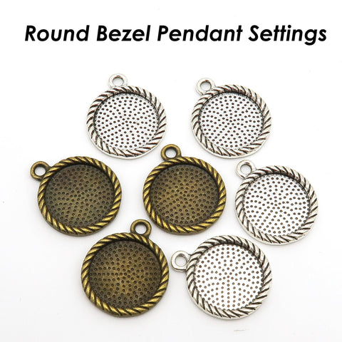 12mm 16mm 20mm Round Bezel Pendant Blanks, Pendant Setting for Jewelry Making, Round Pendant Tray Bezel Cup for Cabochon Resin Epoxy