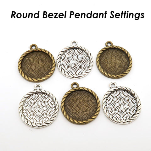 12mm 16mm 20mm Round Bezel Pendant Blanks, Pendant Setting for Jewelry Making, Round Pendant Tray Bezel Cup for Cabochon Resin Epoxy