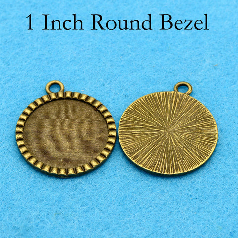 1 Inch Pendant Blanks, 1 Inch Round Bezel Pendant Base Cabochon Setting, 25mm Round Pendant Tray, Fancy Pendant Setting Cameo Setting