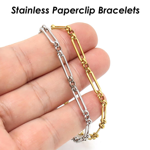 Stainless Steel Bracelet for Women Men, Tarnish Resistant Paperclip Bracelet Gold Silver Paper clip Bracelet , Paper Clip Chain Bracelet