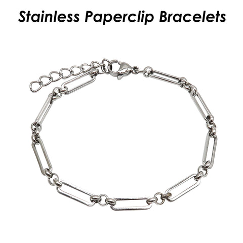 Stainless Steel Bracelet for Women Men, Tarnish Resistant Paperclip Bracelet Gold Silver Paper clip Bracelet , Paper Clip Chain Bracelet