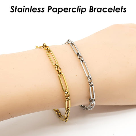 Stainless Steel Bracelet for Women Men, Tarnish Resistant Paperclip Bracelet Gold Silver Paper clip Bracelet , Paper Clip Chain Bracelet