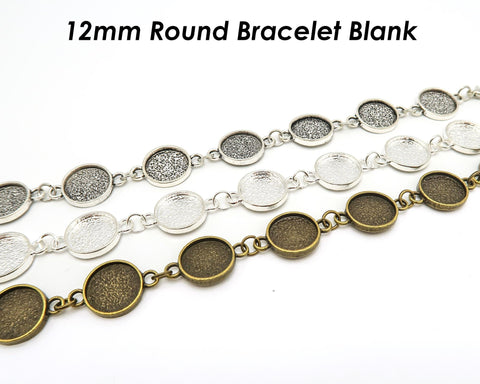 Bezel Bracelet Blanks for Jewelry Making, Blank Bracelet Setting, 12mm Round Bracelet Base for Cabochon Resin, Handmade Bracelet Tray