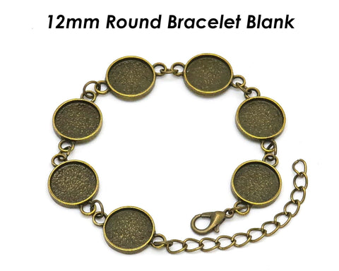 12mm Bezel Bracelet Blanks for Jewelry Making, Blank Bracelet Setting, 12mm Round Bracelet Base, Bezel Bracelet Tray for Cabochon Epoxy