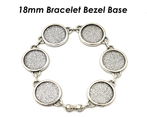 18mm Round Bezel Bracelet Blanks for Jewelry Making, 18mm Charm Bracelet Base Tray Setting for Cabochon Stone or Resin