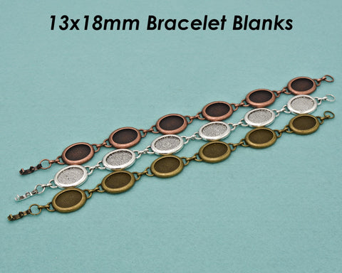 13x18mm Bracelet Blanks for Jewelry Making, 13x18mm Oval Bezel Bracelet Setting Tray, Blank Bracelet Tray Bracelet Base for Cabochon Resin