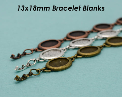 13x18mm Bracelet Blanks for Jewelry Making, 13x18mm Oval Bezel Bracelet Setting Tray, Blank Bracelet Tray Bracelet Base for Cabochon Resin