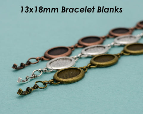 13x18mm Oval Bezel Bracelet Blanks for Jewelry Making, Blank Bracelet Setting Tray, Oval Bracelet Base for Cabochon or Resin