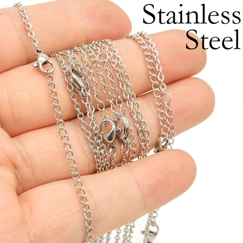 Stainless Steel Necklace with Extender, Silver Gold Stainless Steel Necklace for Women Men, 16 18 Inch Stainless Steel Chain Wholesale