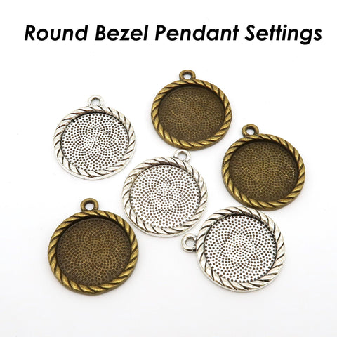 12mm 16mm 20mm Round Bezel Pendant Blanks, Pendant Setting for Jewelry Making, Round Pendant Tray Bezel Cup for Cabochon Resin Epoxy