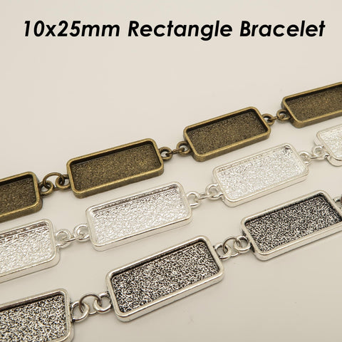 10x25mm Bezel Bracelet Blanks for Jewelry Making, Rectangle Blank Bracelet Setting, Bracelet Base 10x25mm Bracelet Bezel Blank