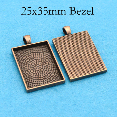 25x35mm Rectangle Pendant Tray, 25x35mm Bezel Pendant Setting for Cabochon or Epoxy, Rectangle Pendant Blanks for Jewelry Making