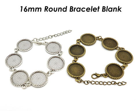 16mm Round Bracelet Blanks for Jewelry Making, Blank Bracelet Setting, Round Bracelet Base, 16mm Bezel Bracelet for Custom Bracelet