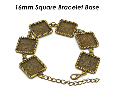 16mm Squre Bezel Bracelet Blanks for Jewelry Making, Blank Bracelet Setting, Round Bracelet Base, 16mm Bracelet Bezel Blank