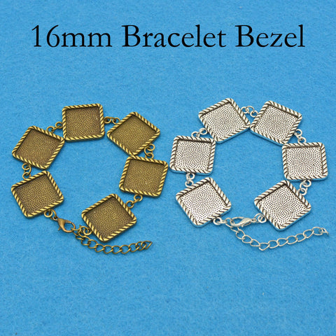 16mm Squre Bezel Bracelet Blanks for Jewelry Making, Blank Bracelet Setting, Round Bracelet Base, 16mm Bracelet Bezel Blank