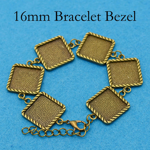 16mm Squre Bezel Bracelet Blanks for Jewelry Making, Blank Bracelet Setting, Round Bracelet Base, 16mm Bracelet Bezel Blank