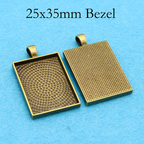 25x35mm Rectangle Pendant Tray, 25x35mm Bezel Pendant Setting for Cabochon or Epoxy, Rectangle Pendant Blanks for Jewelry Making